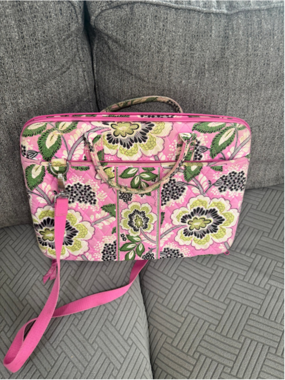 Women's Vera Bradley Laptop Bag One Size Pink Green Floral Quilted